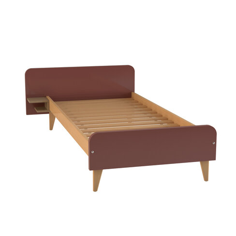Lit avec chevet intégré - Lagune - 90 x 200 cm - sommier à lattes rigides - adapté PMR
