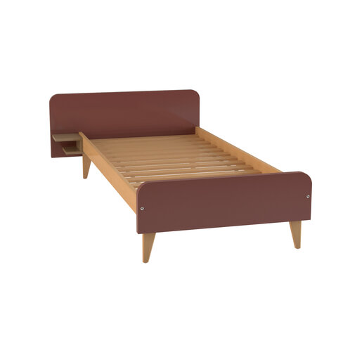 Lit avec chevet intégré - Lagune - 90 x 210 cm - sommier à lattes rigides - adapté PMR