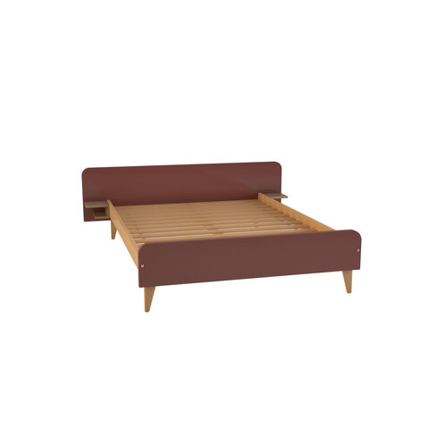 Lit avec chevet intégré - Lagune - 140 x 190 cm - sommier à lattes rigides - adapté PMR