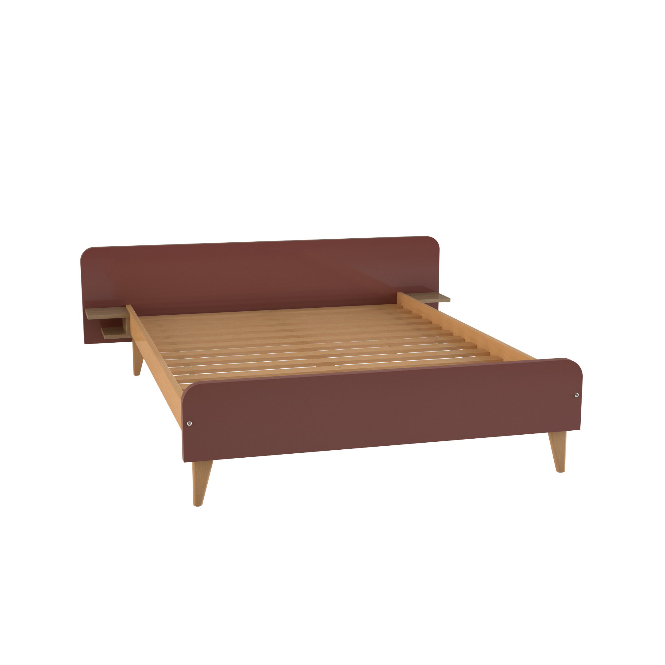Lit avec chevet intégré - Lagune - 140 x 200 cm - sommier à lattes rigides - adapté PMR