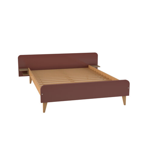 Lit avec chevet intégré - Lagune - 140 x 200 cm - sommier à lattes rigides - adapté PMR