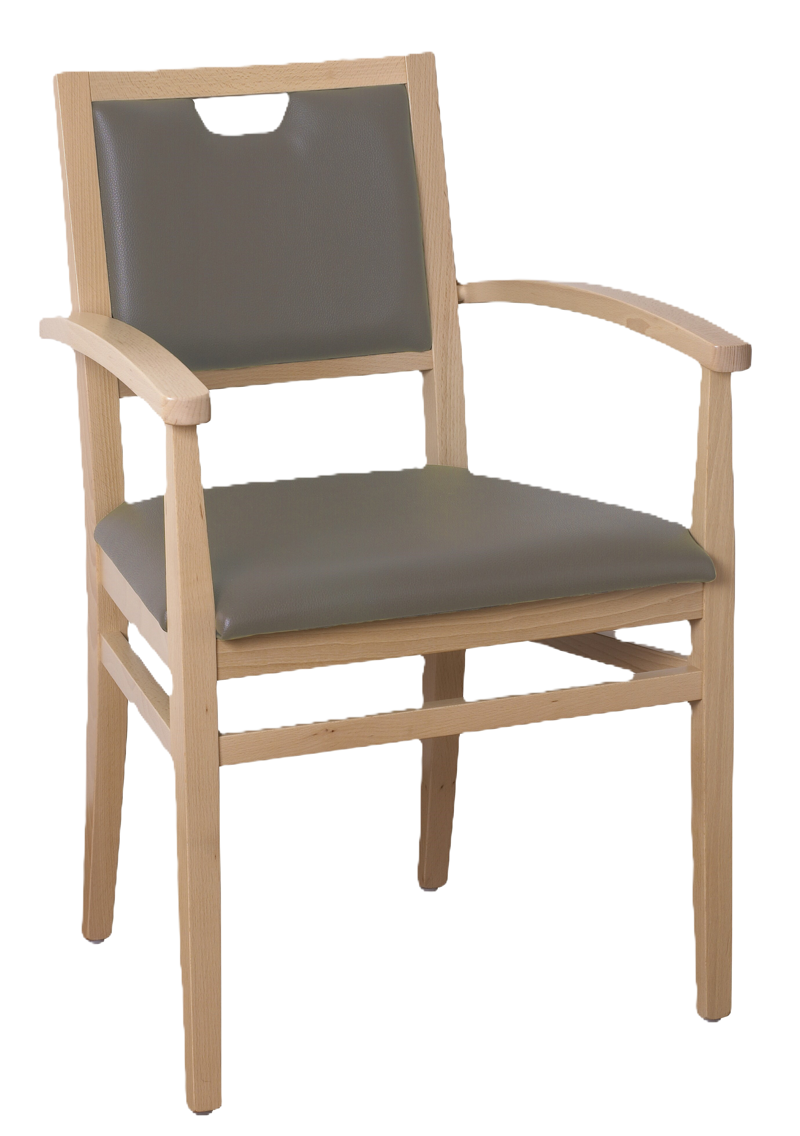 Fauteuil rembourré - Risto - assise et dossier textile enduit - 4 pieds bois