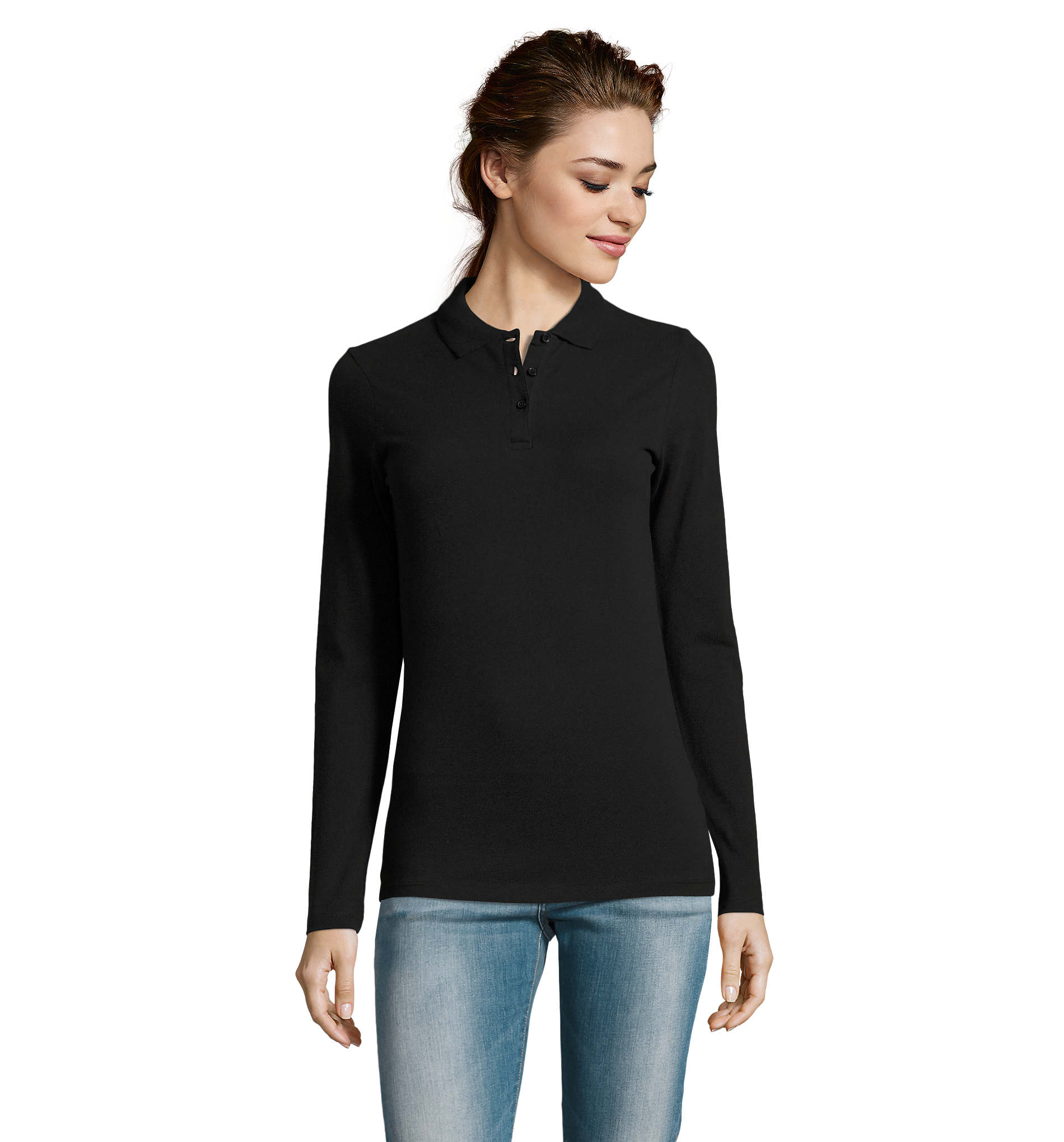 Polo manches longues femme - 100 % coton - 180 g/m2 - Taille du XS au 3XL