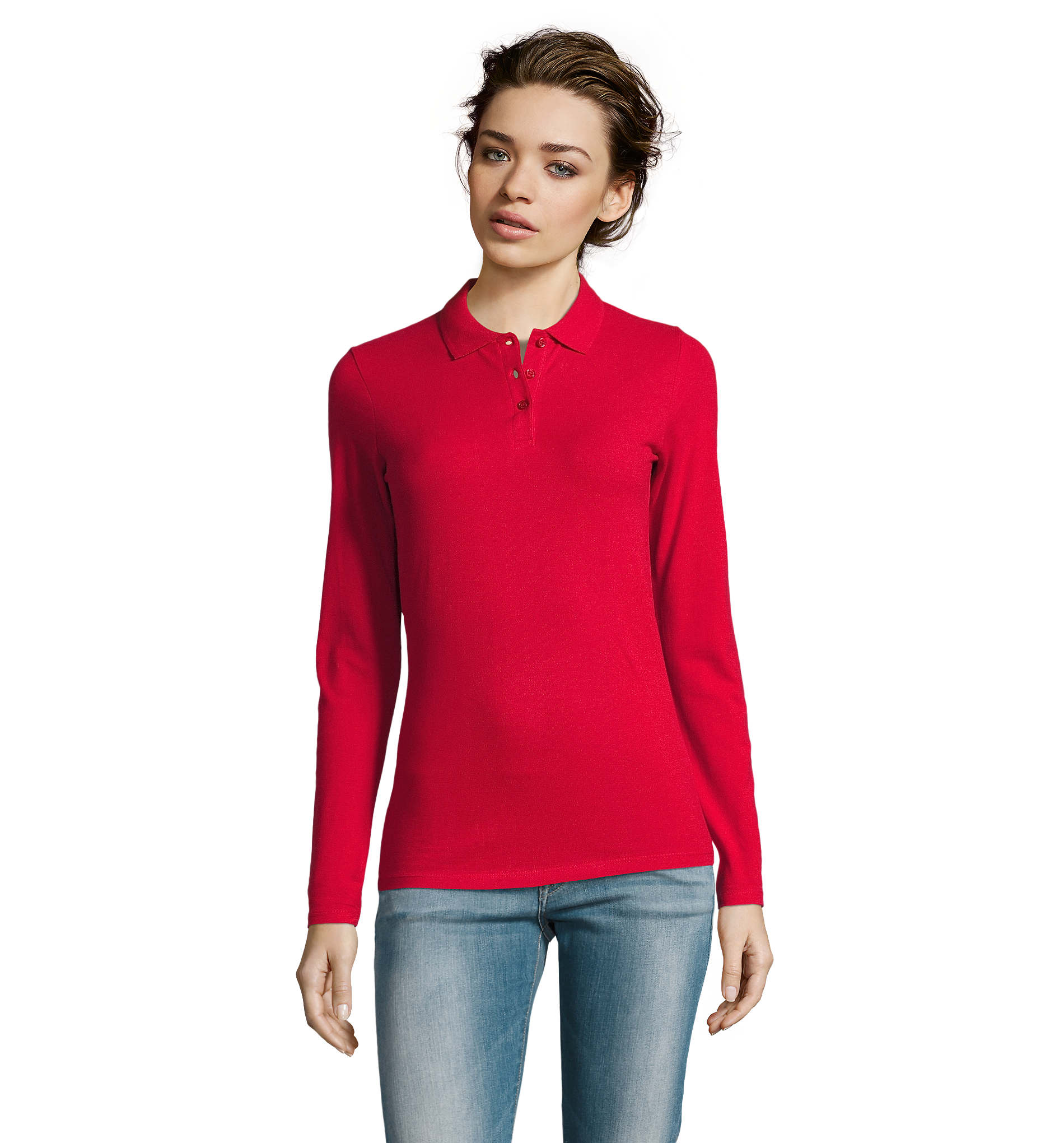 Polo manches longues femme - 100 % coton - 180 g/m2 - Taille du XS au 3XL