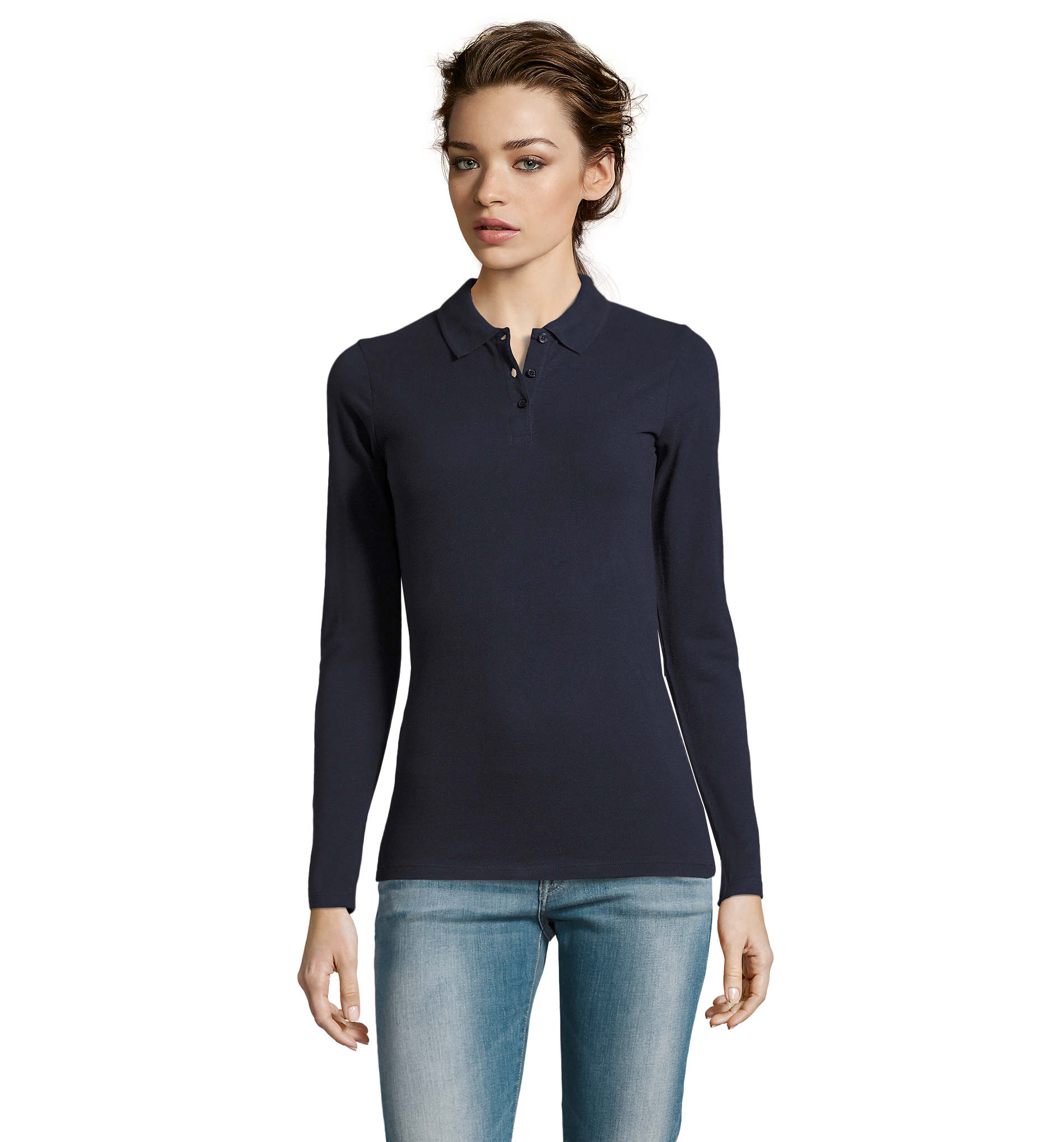 Polo manches longues femme - 100 % coton - 180 g/m2 - Taille du XS au 3XL