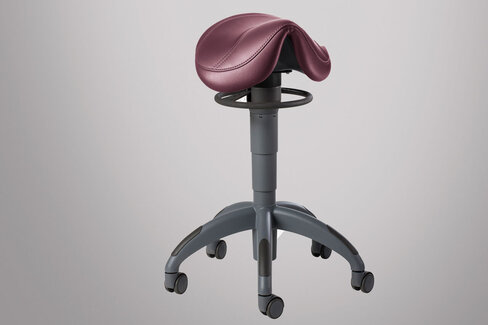 Tabouret Theo Lounge upholstery, selle élaborée pour praticien et assistante avec méchanisme de balance