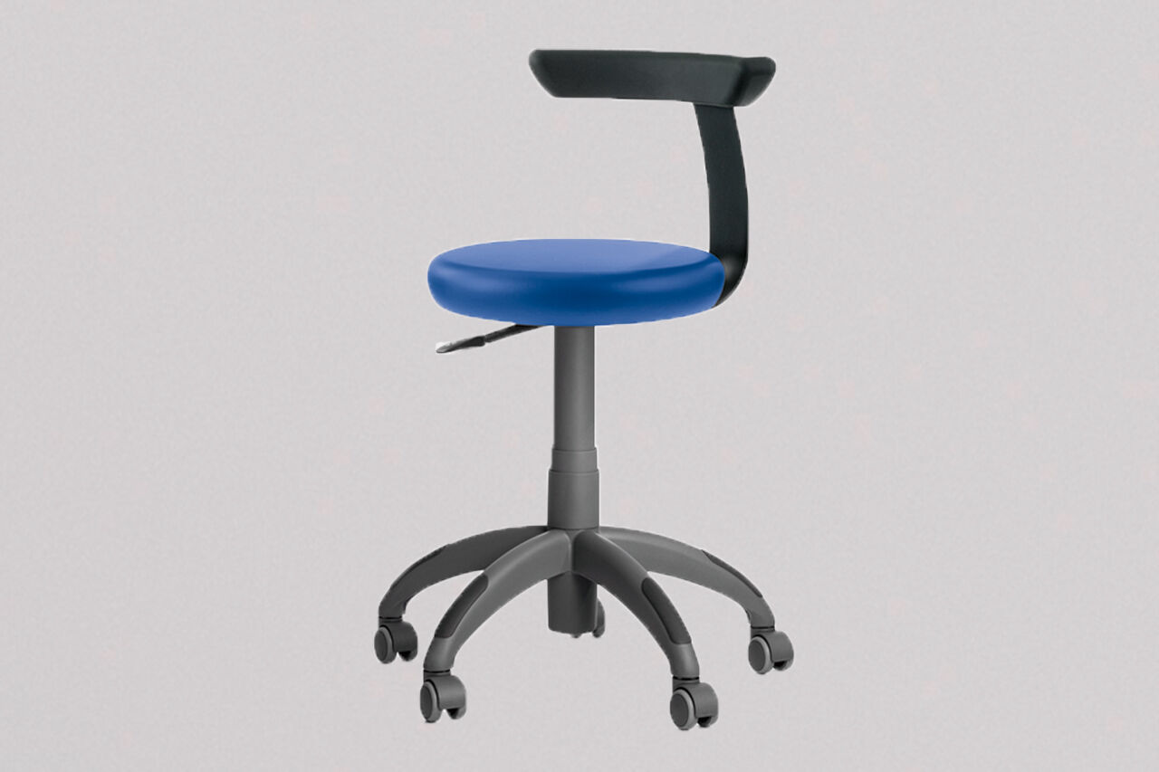 Tabouret Paul Manual PlusTabouret pour praticien et assistante avec repose-pieds annulaire