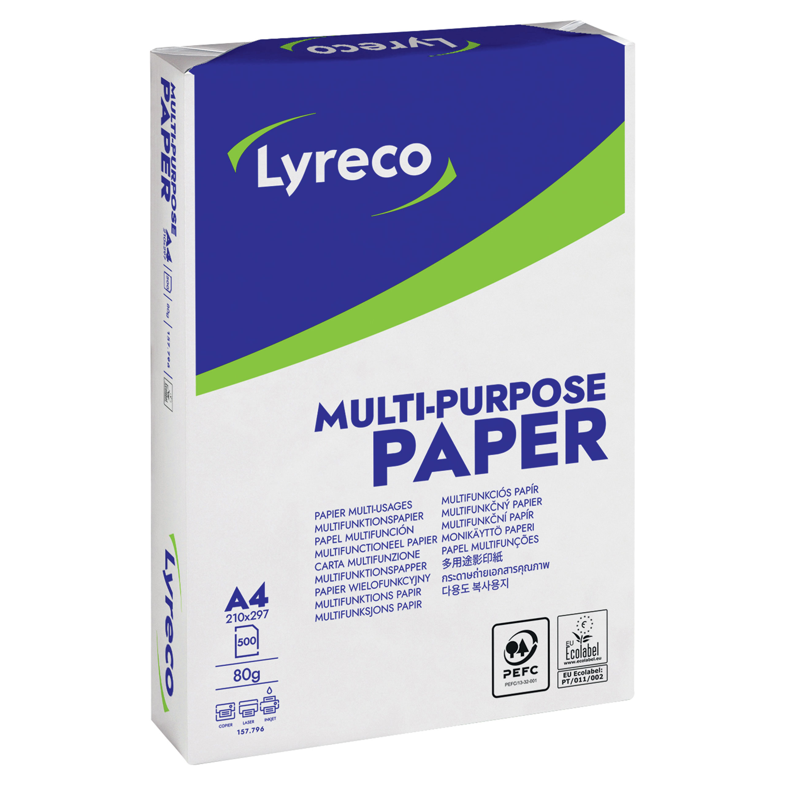 Papier blanc A4 - Lyreco - 80 g- 5 ramettes 500 feuilles - Blancheur 161 CIE
