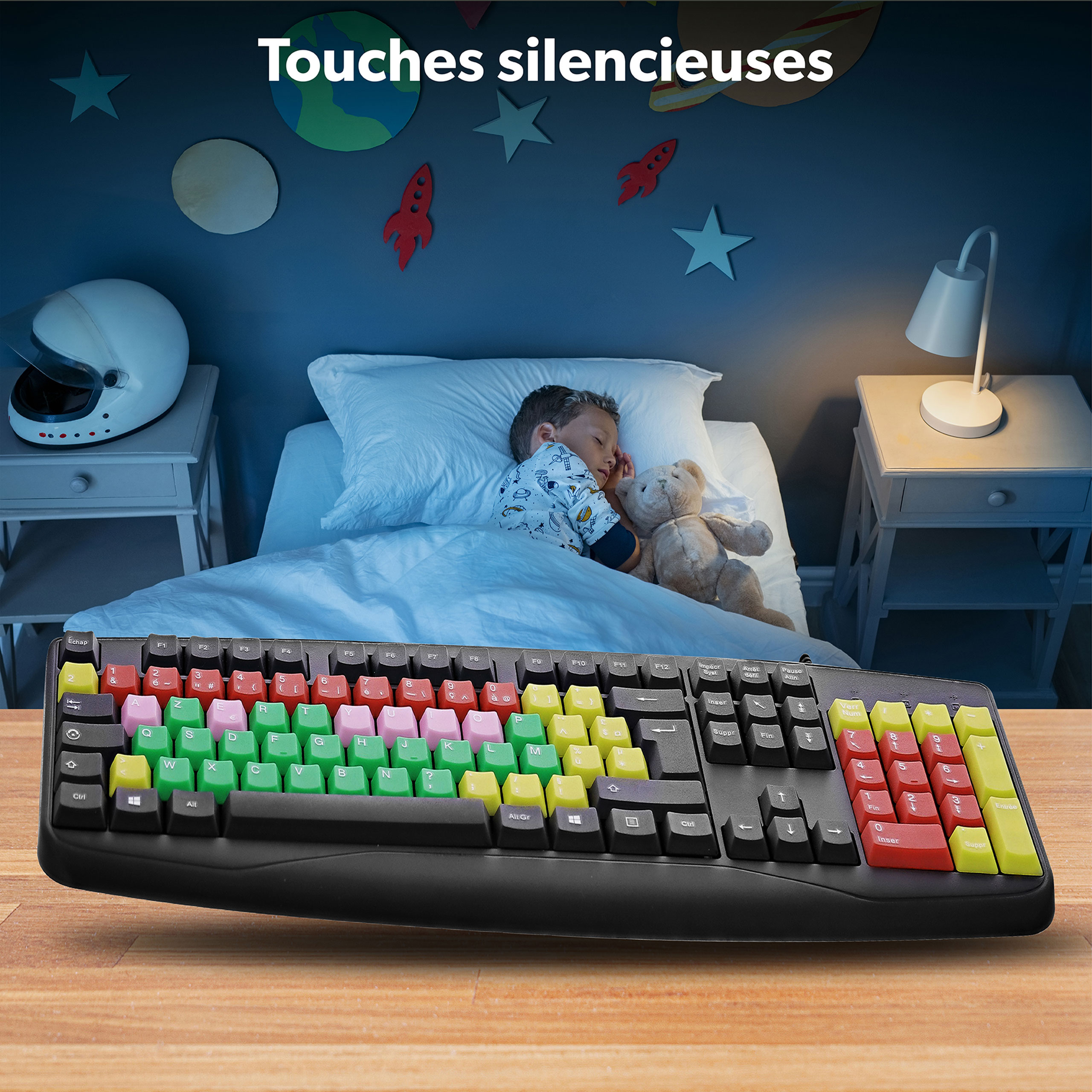 Clavier AZERTY filaire coloré pour enfants - TNB