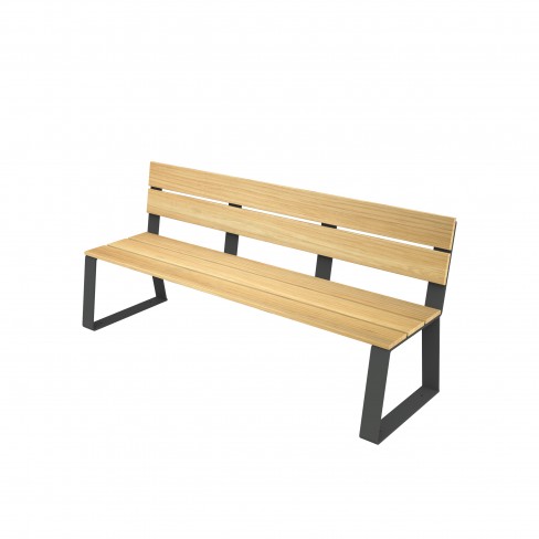 Banc avec dossier Havanor - assise dossier séparés bois - piétement acier - l. 180 cm