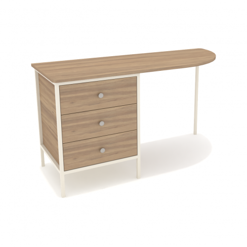 Commode bureau Evimetal gauche - 138,5 x 54 cm - plateau quart de lune - structure métallique