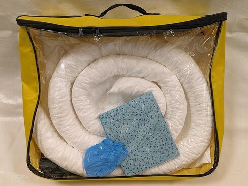 Kit antipollution hydrocarbures 50 l - Feuilles - buvards - boudin - sacs - gants