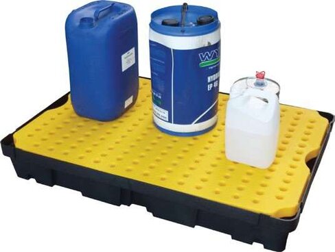 Bac de rétention produits chimiques avec caillebotis - 100 l - 1200 x 800 x 175 mm