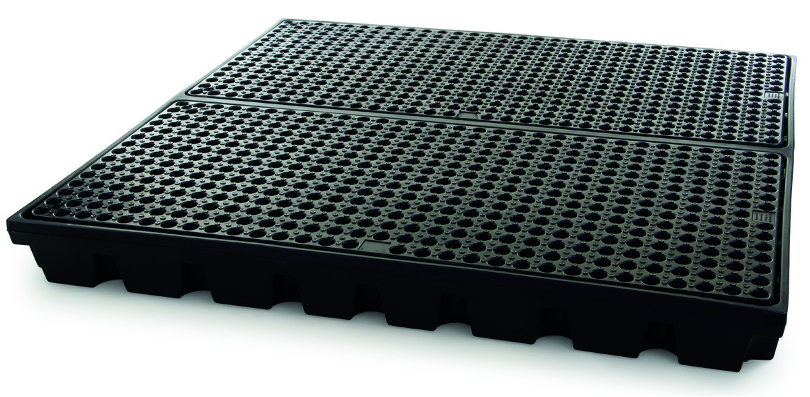 Plancher de rétention avec caillebotis - 240 l - 1600 x 1600 x 150 mm