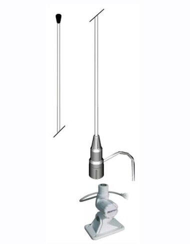 Antenne VHF fouet fibre avec rotule - 0 dB - l. 1 m
