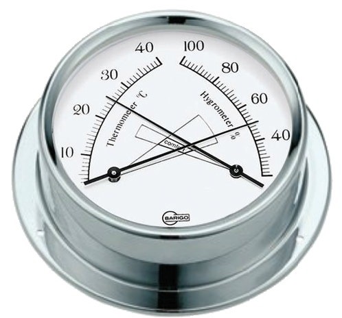 Thermomètre hygromètre laiton fond blanc 100 mm