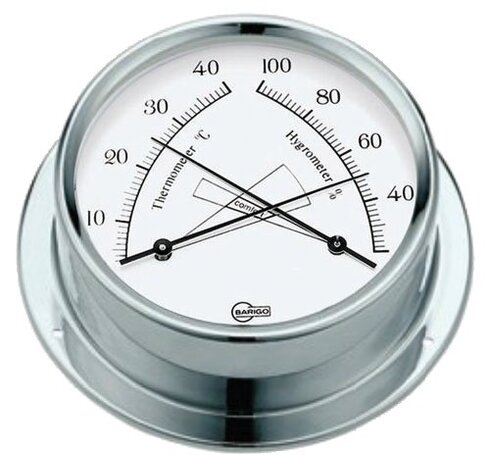 Thermomètre hygromètre laiton fond blanc 100 mm