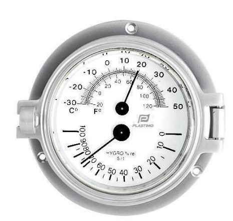 Thermomètre hygromètre chromé 4''