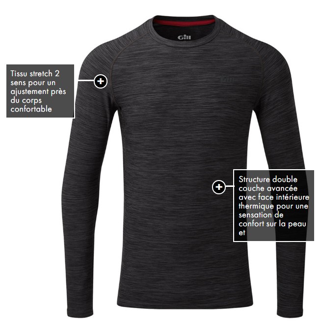 Sous-couche thermique manches longues Gill Crew - homme - graphite