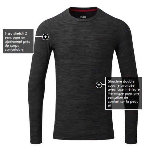 Sous-couche thermique manches longues Gill Crew - homme - graphite