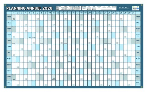 Planning annuel 2025 - 12 mois - 60 x 99 cm