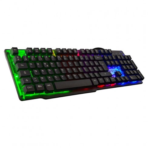 Clavier gaming membrane - G-LAB KEYZ NEON- filaire USB - rétroéclairé - touches multimédias - noir et transparent