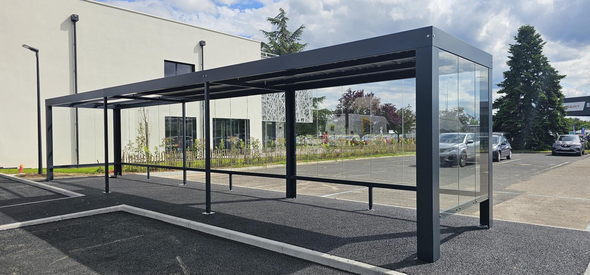 Abri Pescara Verre TCC peint - l. 12 x h. 2,20 m - déchargé