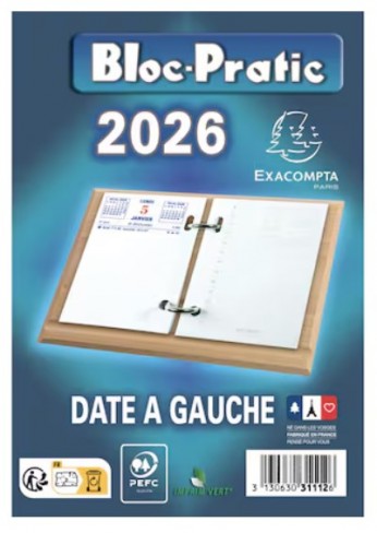 Bloc-pratic Exacompta - 372 feuillets avec date à gauche