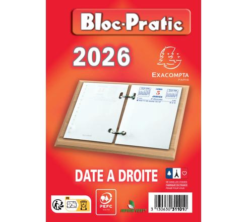 Bloc-pratic Exacompta - 372 feuillets avec date à droite