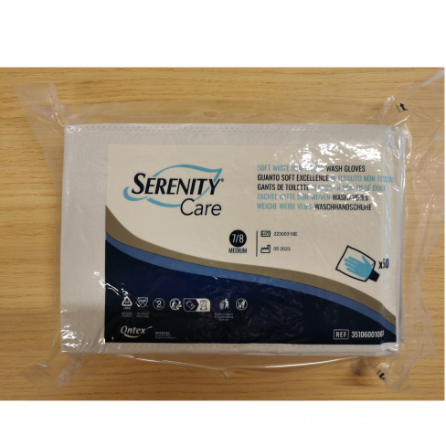 Gant de toilette molletonné Serenity Care 75g/m² - Taille M - 1 palette de 78000 unités