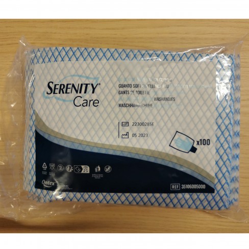 Gant de toilette Serenity Care non-tissé 40g/m² - 1 palette de 36 000 unités