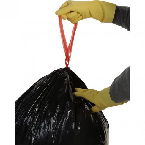 Sac à déchets noir en PEBD 30 litres à lien coulissant, épaisseur 30 µm x 25