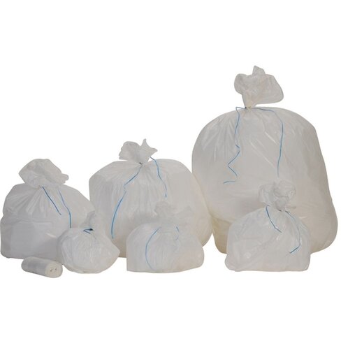 Sac à déchets blanc en PEHD de 5 litres, épaisseur 9 µm x 50