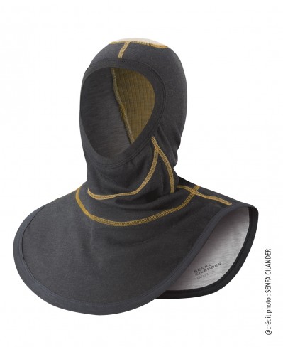Cagoule sapeur-pompier - marine - couture jaune - rabat élastique - idéale feux urbains et forêts