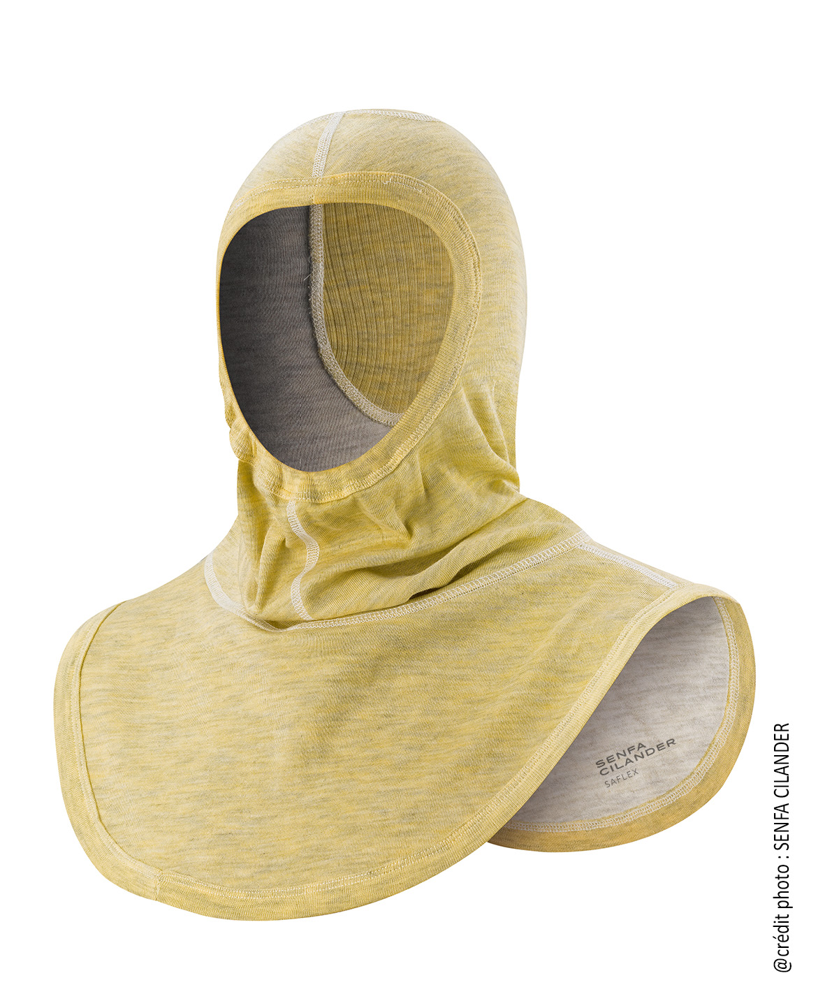Cagoule sapeur-pompier - jaune - couture blanche - sans rabat