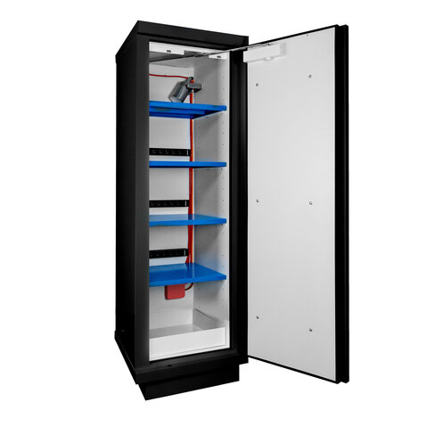 Armoire 90 Minutes 1 Porte Haute, 4 étagères 4 Racks , 1 Extincteur Et 1 Bac - noire