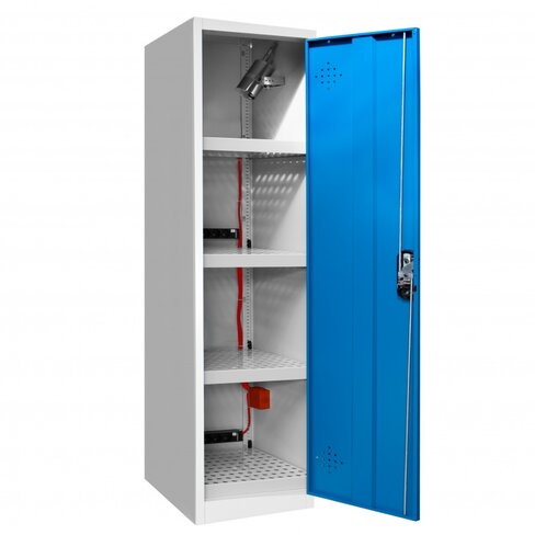 Armoire Simple Paroi 1 Porte Haute, 4 étagères Racks , 1 Détecteur Wifi, 1 Extincteur - Coloris Bleu