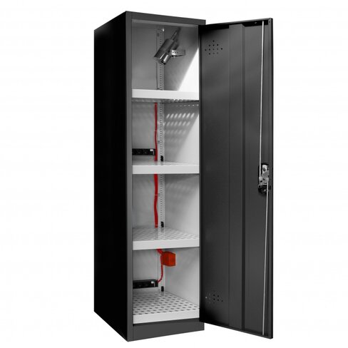 Armoire Simple Paroi 1 Porte Haute, 4 étagères 4 Racks , 1 Détecteur Wifi, 1 Extincteur - Coloris Noir
