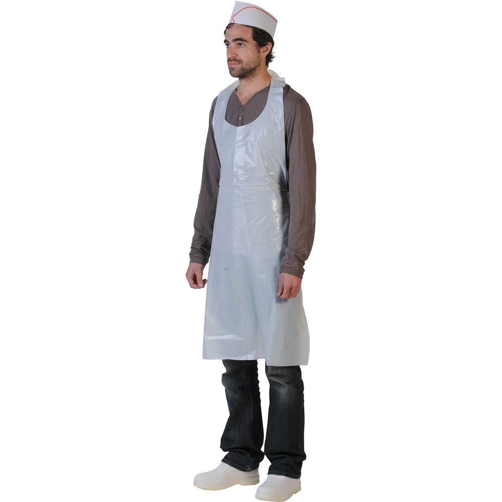 Tablier en polyéthylène basse densité 35 µm, blancs, taille unique x 500