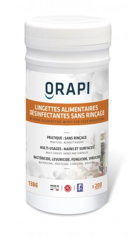 Lingettes alimentaires désinfectantes sans rinçage Carelys - 6 boîtes de 200 lingettes