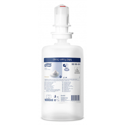 Savon mousse doux - S4 Tork - parfum frais - Ecolabel - carton de 6 x 1 l