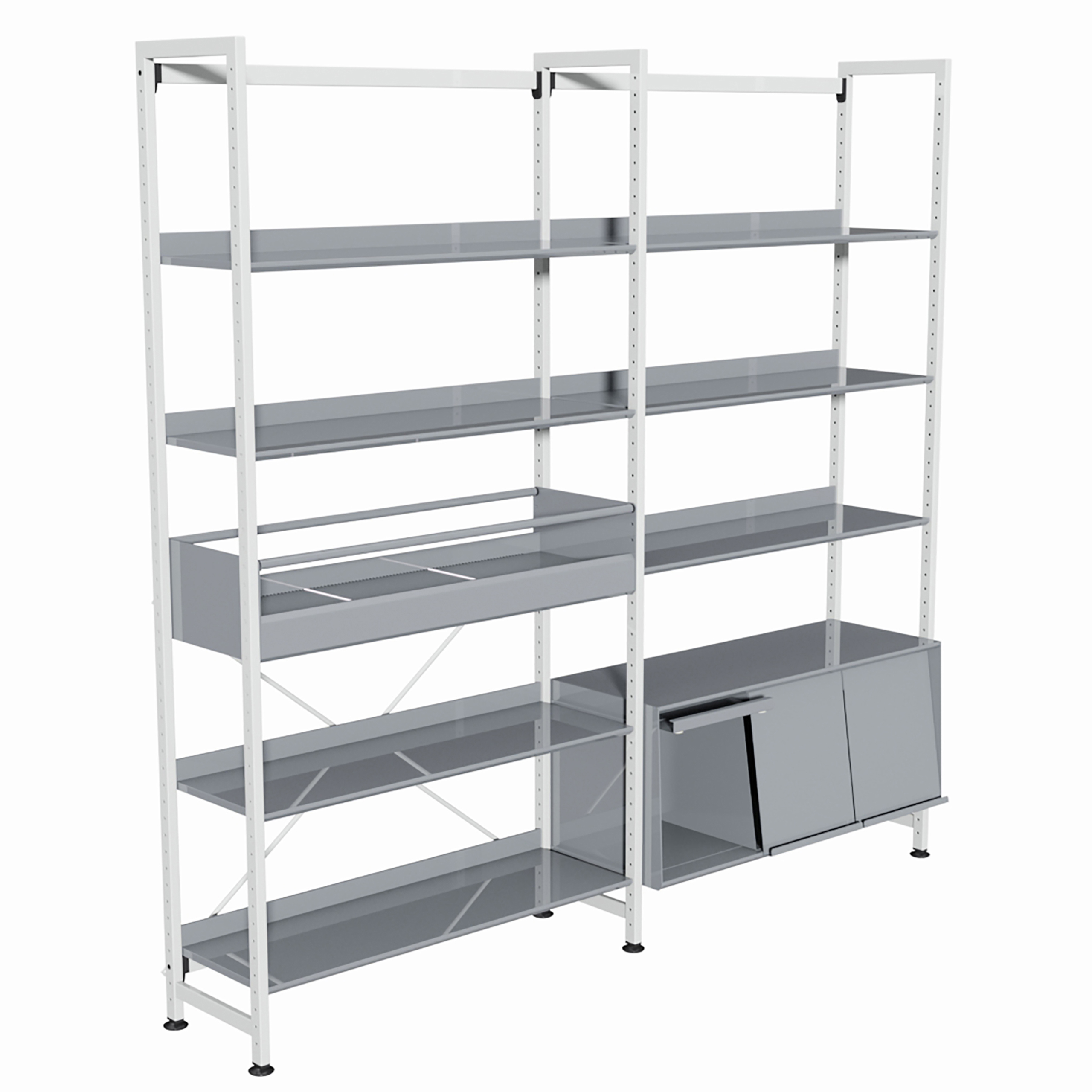 Rayonnage simple face Korytem rectangulaire - h. 181 - configuration 1 élément départ - 1 élément suivant -