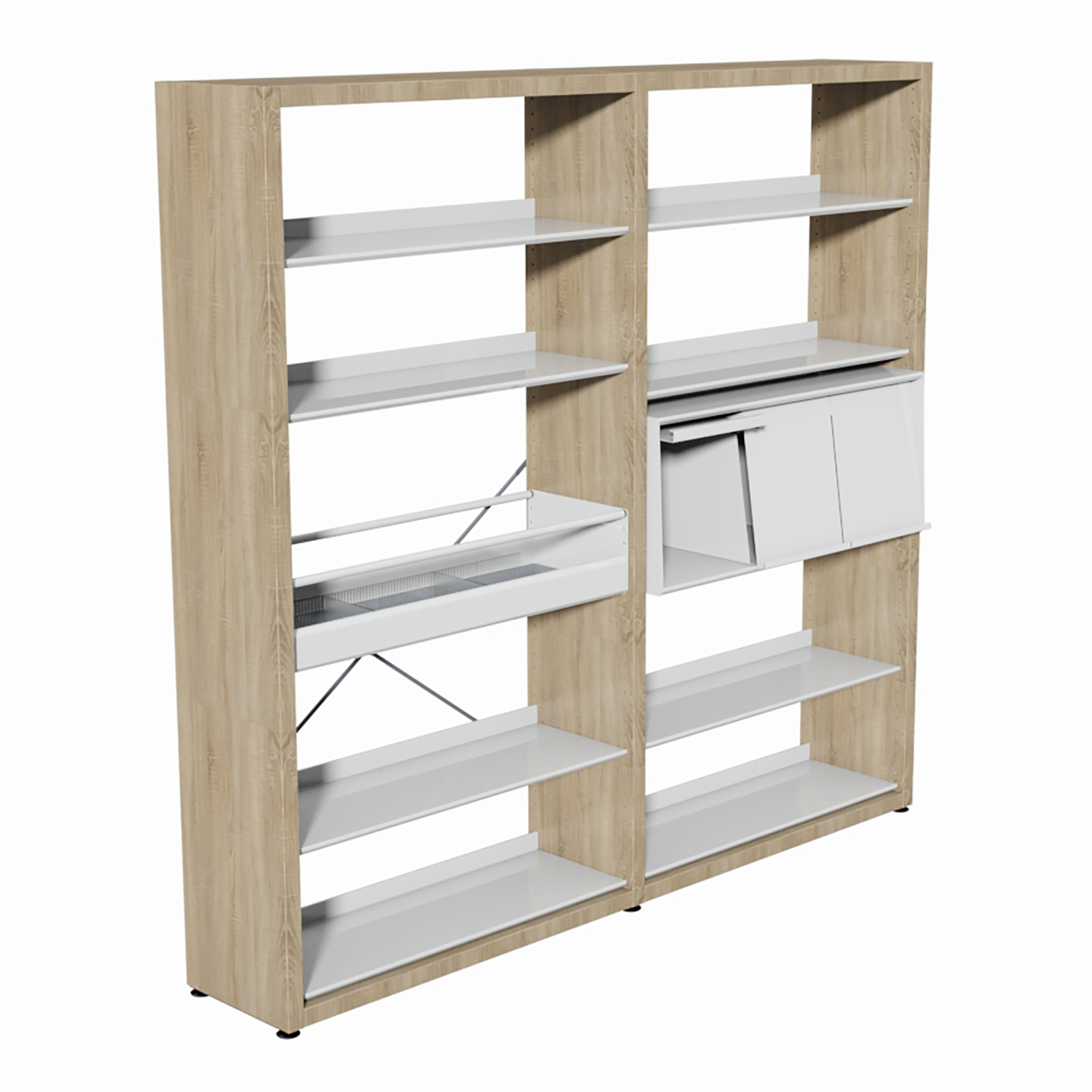 Rayonnage simple face mélaminé Magisteo - h. 180,5 cm - configuration 1 élément départ + 1 élément suivant +