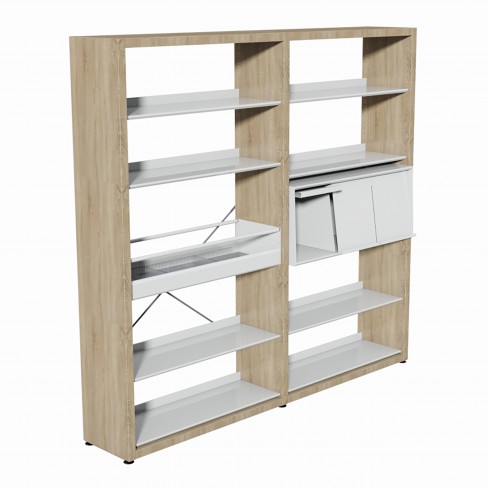 Rayonnage simple face mélaminé Magisteo - h. 180,5 cm - configuration 1 élément départ + 1 élément suivant +