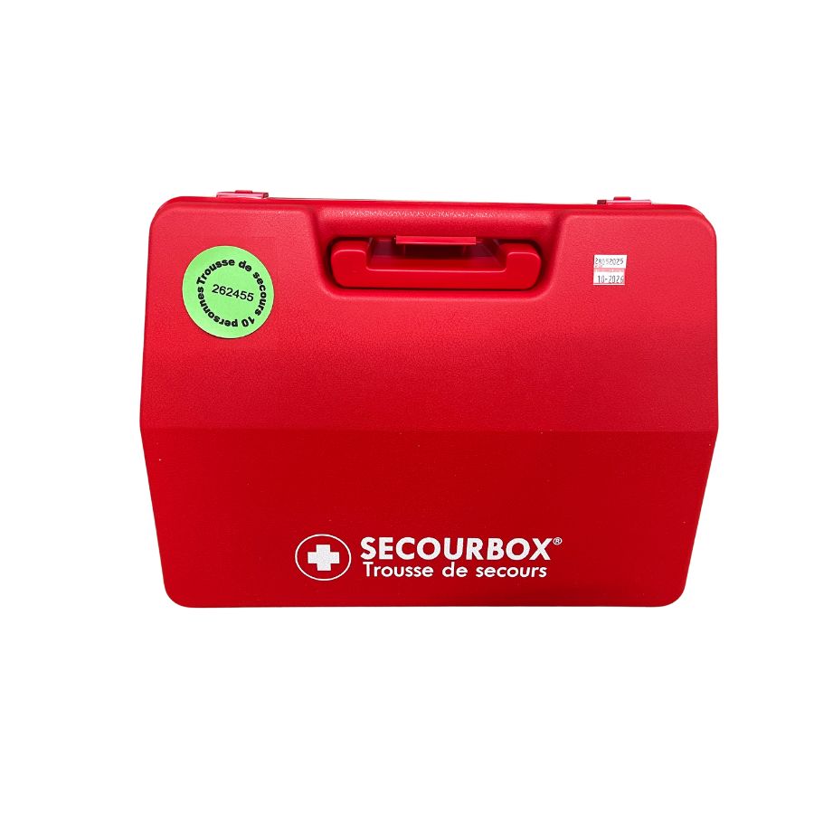 Trousse de secours rigide équipée - 10 personnes - rouge