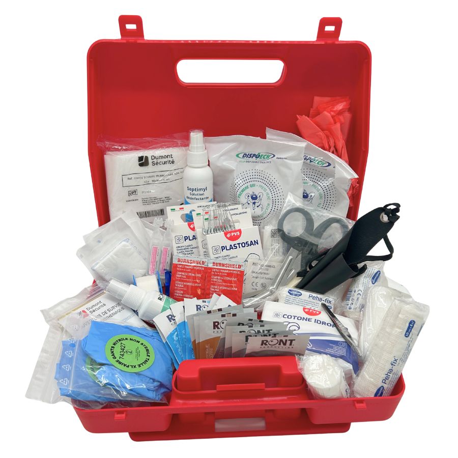 Trousse de secours rigide équipée - 10 personnes - rouge