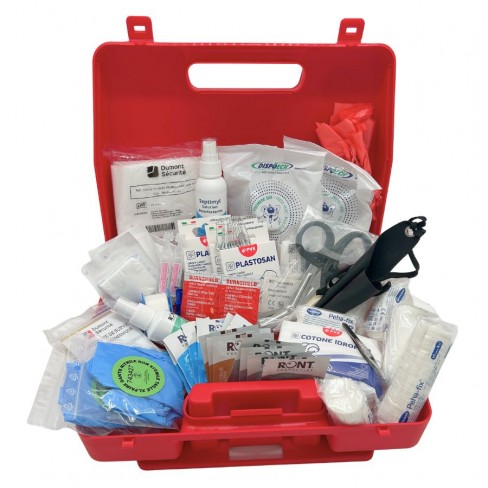 Trousse de secours rigide équipée - 10 personnes - rouge