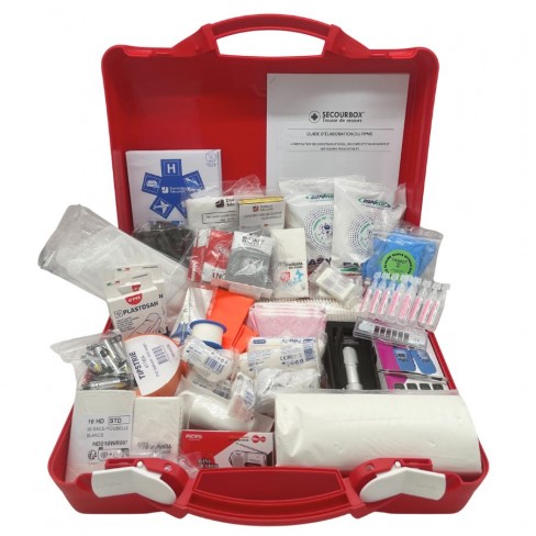Mallette de secours rigide équipée - PPMS - 50 personnes - rouge