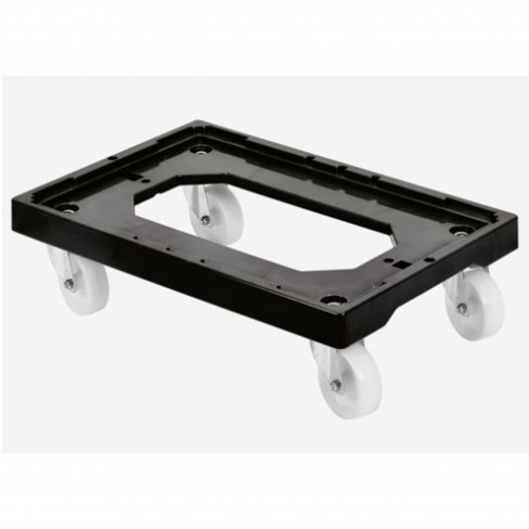 Socle rouleur pour bacs 600X400 et 400X300 mm Gilac - chape acier noir