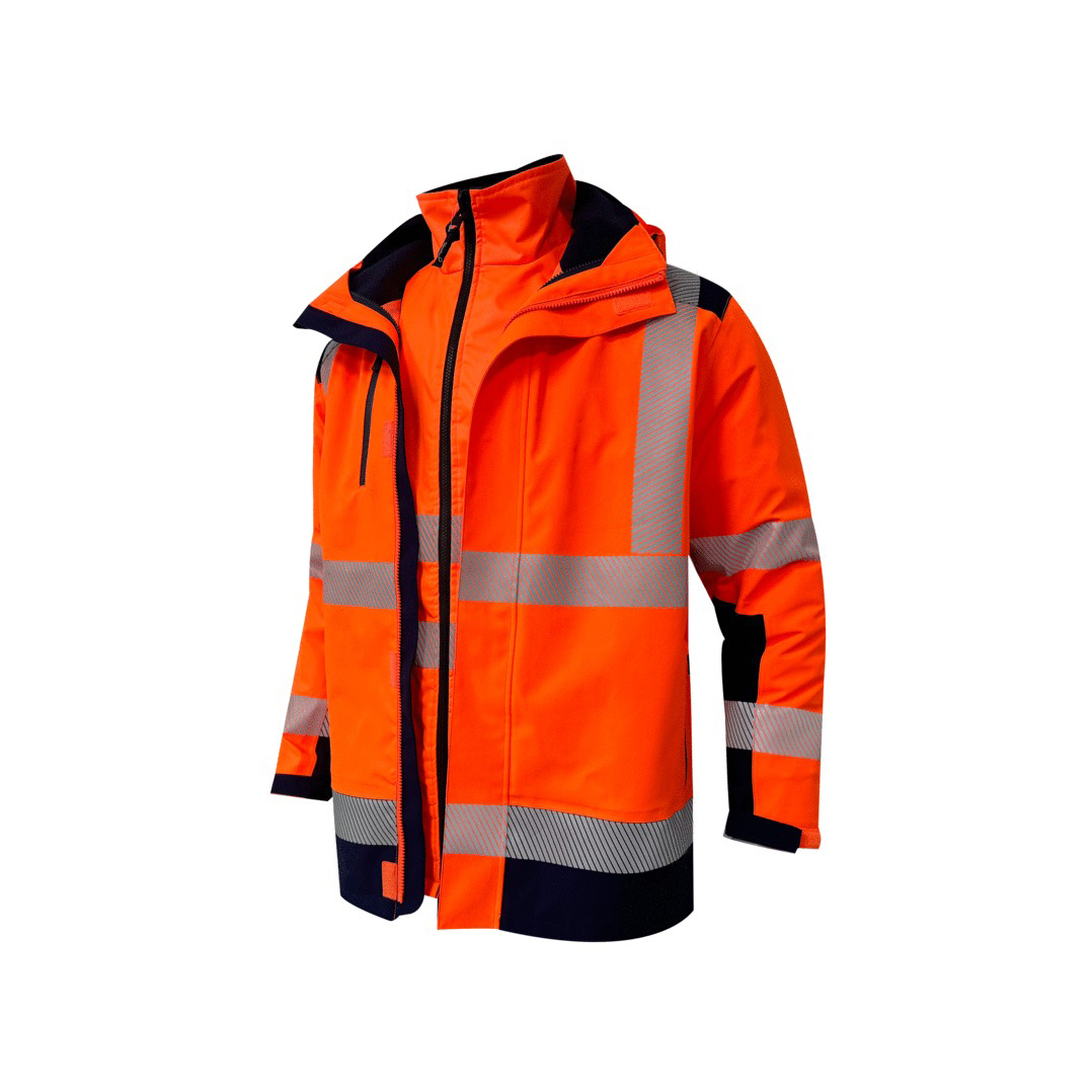 Veste de pluie haute visibilité - Lima - France Sécurité - orange fluo/marine - taille au choix